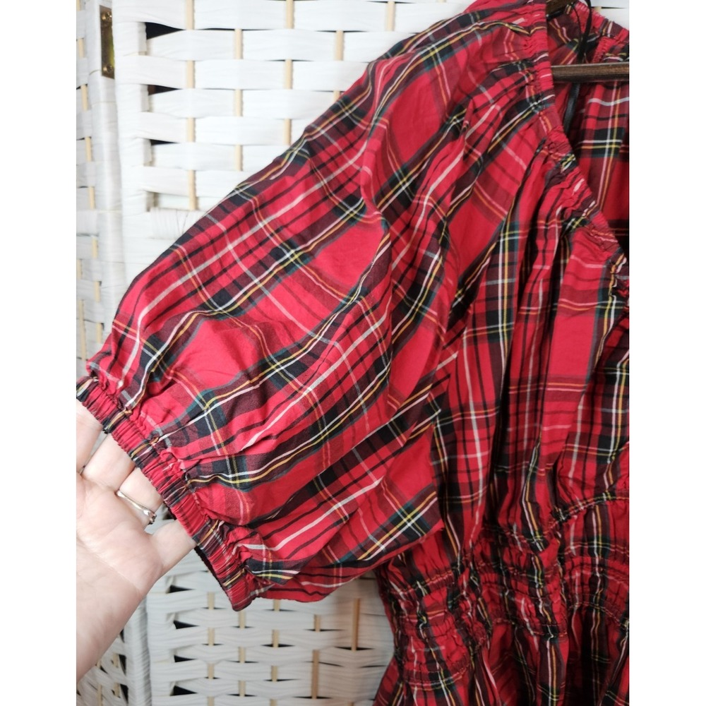 Old Navy Womens Red Plaid Top Sz 2xl Milkmaid Festive Holiday Christmas - Picture 5 of 14